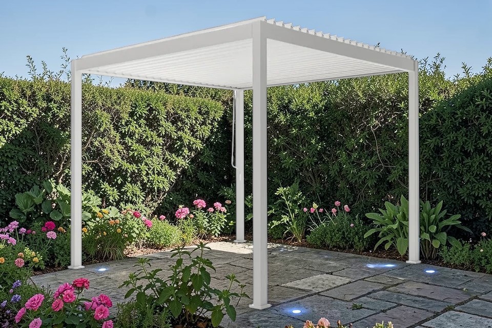 Pergola / Gazebo Milano PREMIUM 300 x 300 x 250 cm - XL - Farbe: Kaltweiß