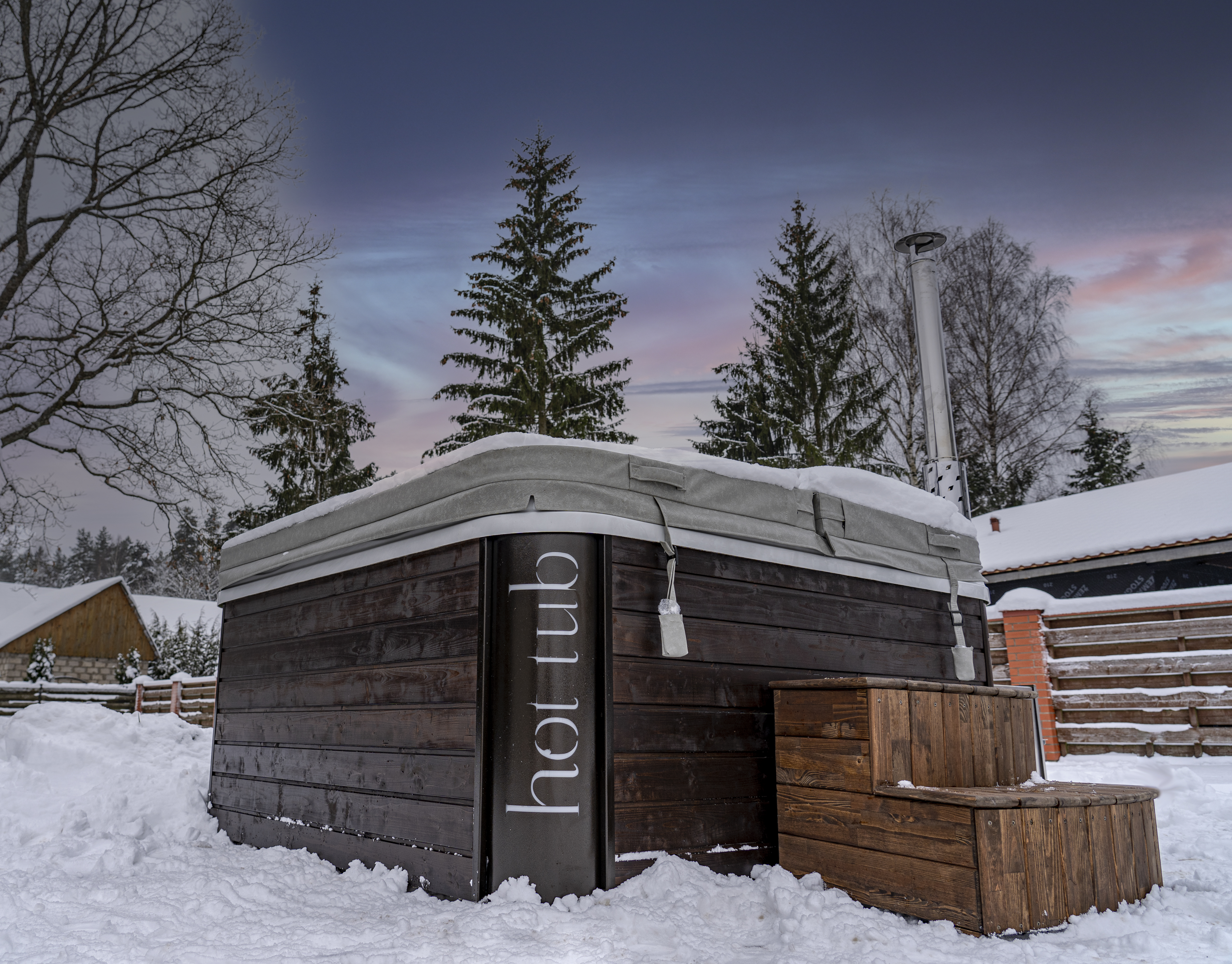 Hot Tub XXL Whirlpool mit Holzofen MINAVIDA MONACO Pool mit Ofen ökologisch Heizen inkl. LED, Hydromassagedüsen Massagefunktionen Thermoholz 6 Personen Hot Tub XXL Whirlpool mit Holzofen MINAVIDA MONACO Pool mit Ofen ökologisch Heizen inkl. LED, Hydromassagedüsen Massagefunktionen Thermoholz 6 Personen