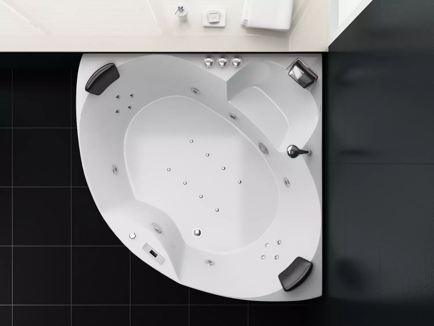 Whirlpool Indoor Badewanne Bologna - 150 x 150 x 65 cm - inkl. LED, OZON, Soundsystem