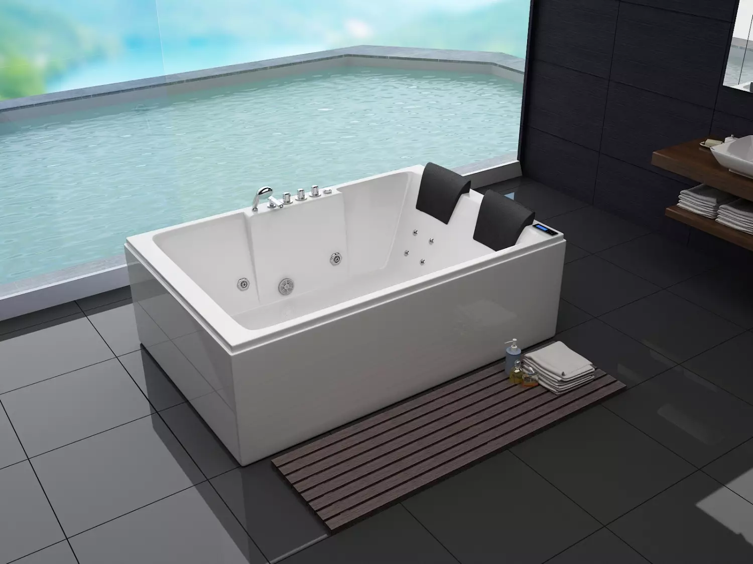 Whirlpool Indoor Badewanne Torino III - 180 x 120 cm - inkl. LED, Ozon, Soundsystem