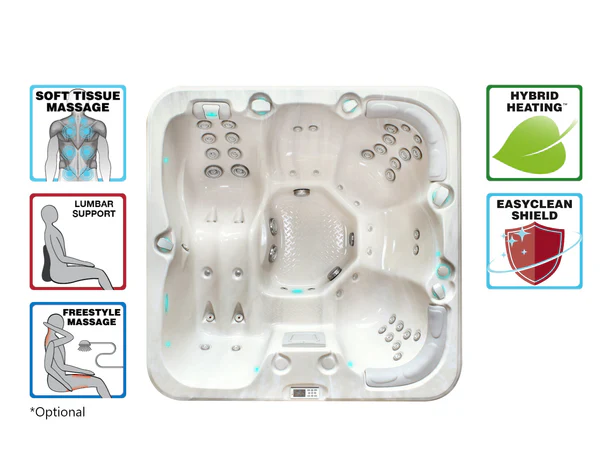 PassionSpa Whirlpool REFRESH 204 x 204 x 85 cm - XXL / bis zu 5 Personen - Farbe: Hellgrau