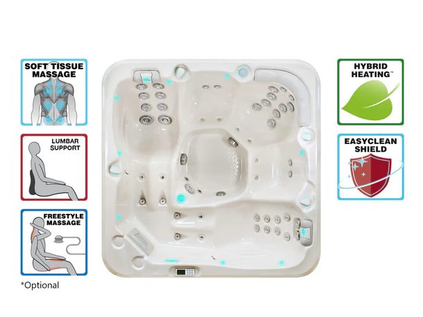 PassionSpa Whirlpool RELAX 204 x 204 x 85 cm - XXL / bis zu 5 Personen - Farbe: Grau