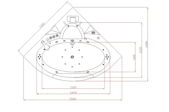 Whirlpool Indoor Badewanne Milano II - inkl. LED, OZON, Soundsystem - Luxus Indoor Wanne