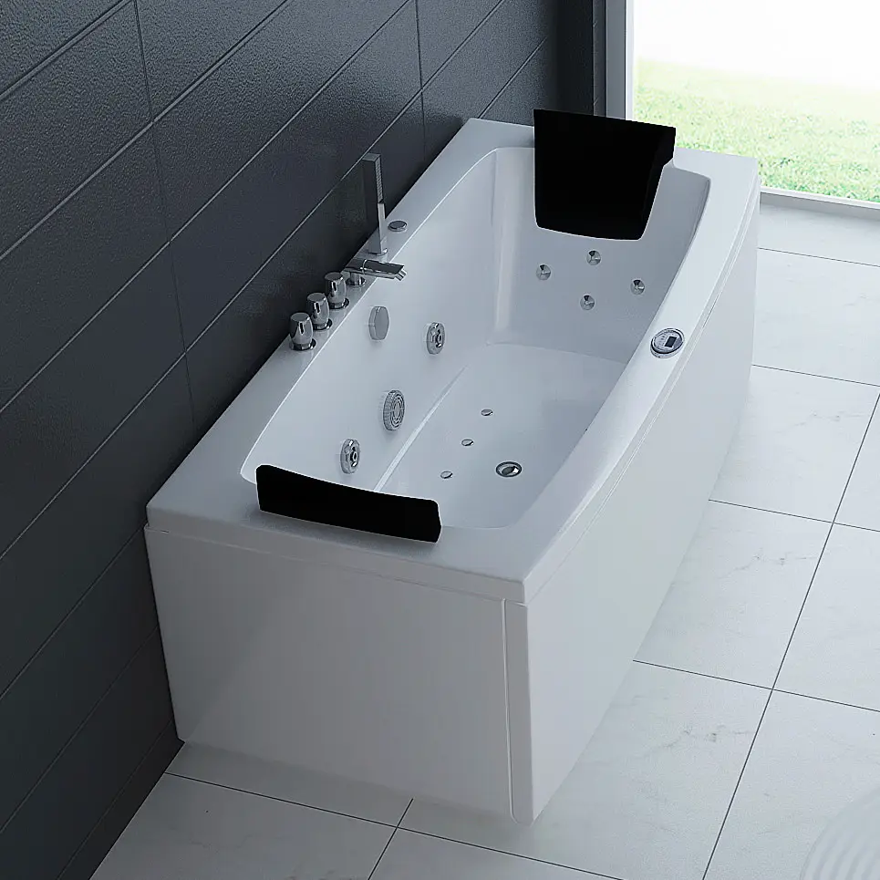 Whirlpool Indoor Badewanne Torino I - 170 x 80 x 62 cm - inkl. LED, OZON, Soundsystem