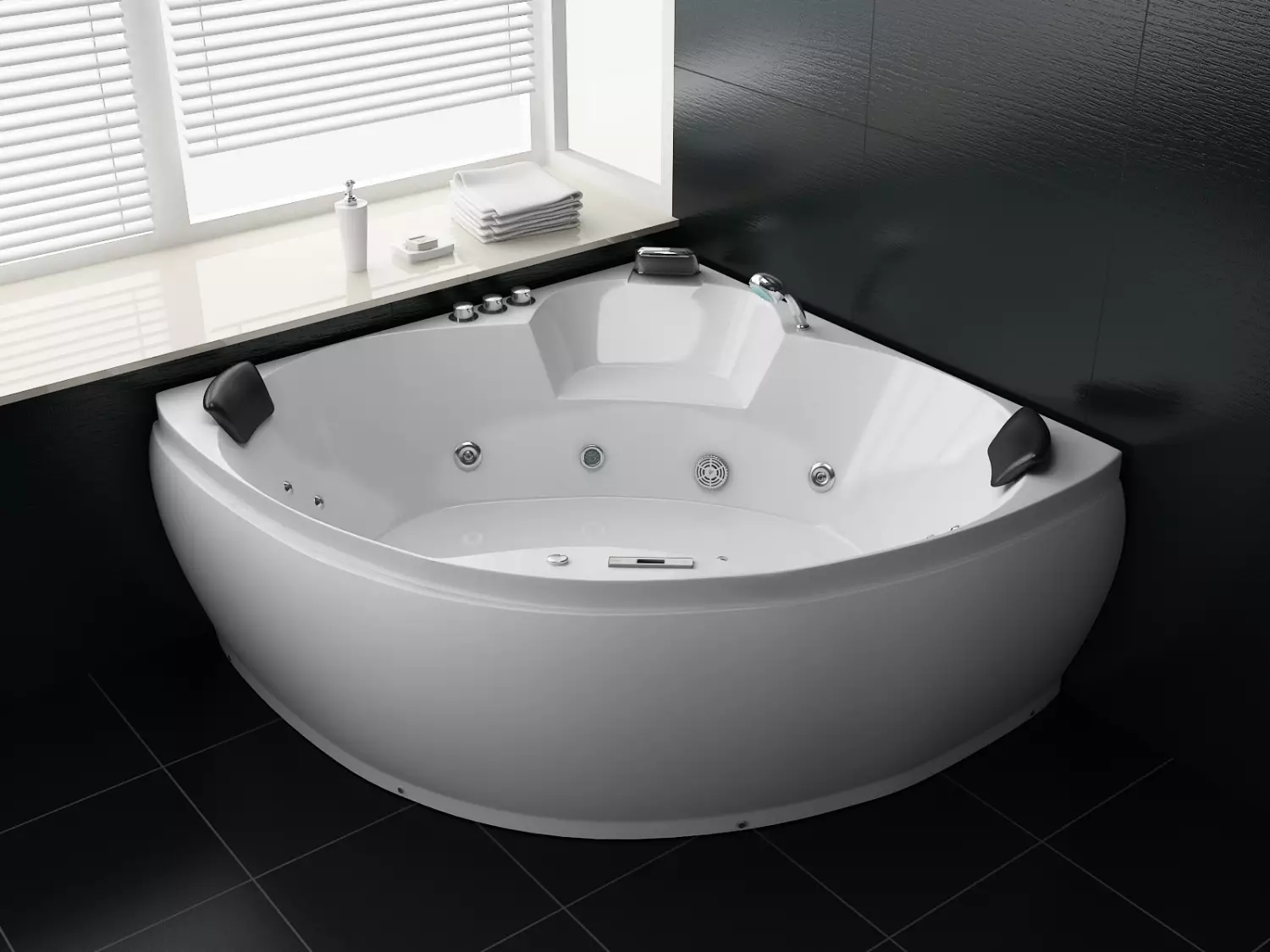 Whirlpool Indoor Badewanne Bologna - 150 x 150 x 65 cm - inkl. LED, OZON, Soundsystem
