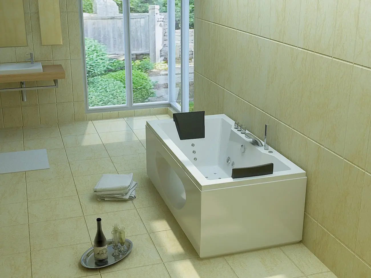 Whirlpool Indoor Badewanne Exclusive Torino II - 180 x 90 cm - inkl. LED, Ozon, Soundsystem