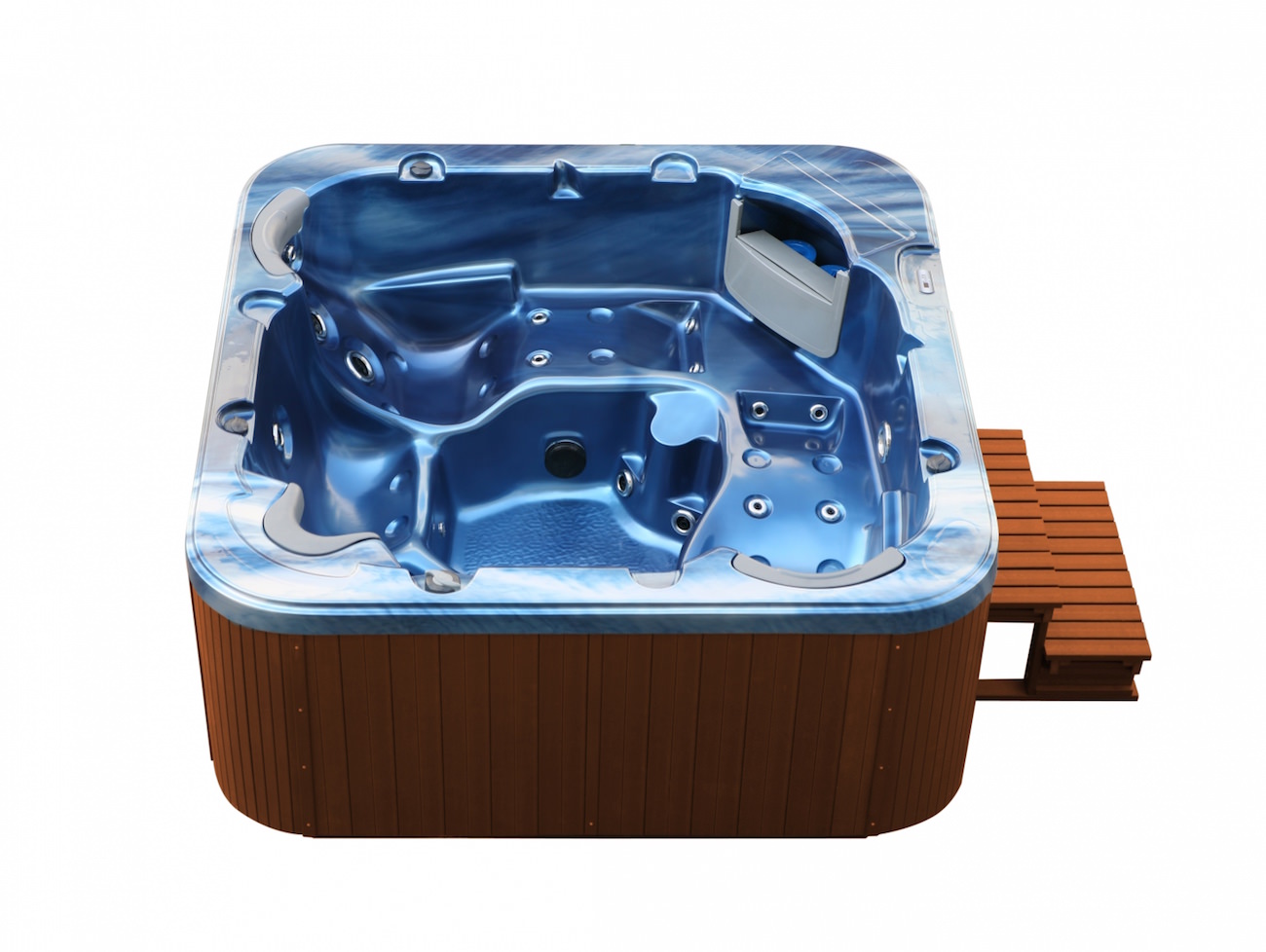 Bellagio American XXL Whirlpool Torina Ocean Blue Teak | Indoor & Outdoor Pool