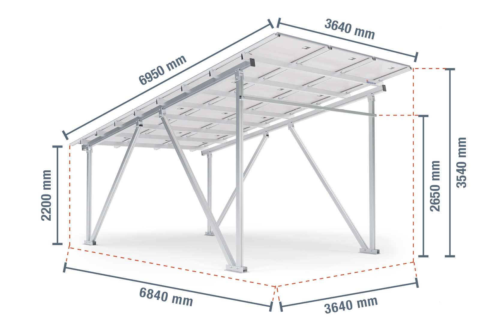 Solarcarport Carport Gestell SPG5 inklusive 12 Solarmodule