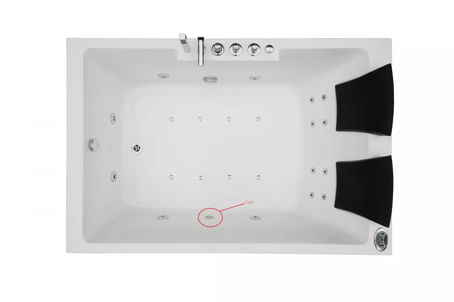 Whirlpool Indoor Badewanne Torino III - 180 x 120 cm - inkl. LED, Ozon, Soundsystem