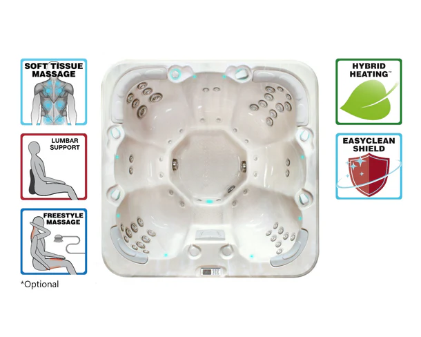 PassionSpa Whirlpool REWIND 204 x 204 x 85 cm - XXL / bis zu 7 Personen - Farbe: Grau