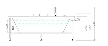 Whirlpool Indoor Badewanne Torino I - 170 x 80 x 62 cm - inkl. LED, OZON, Soundsystem