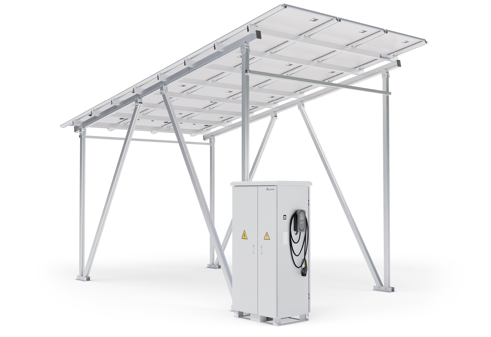 Wohnmobil Solarcarport Carport Gestell SP40/ 5-1W inklusive Wallbox, Solarmodulen und Schaltschrank
