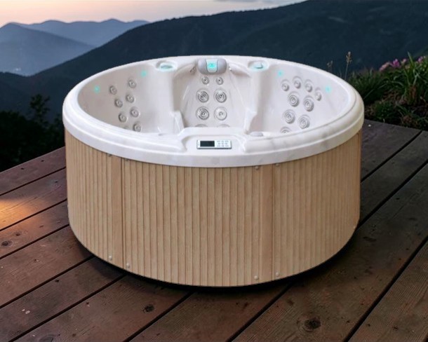 PassionSpa Whirlpool RECHARGE 200 x 200 x 85 cm - XXL / bis zu 7 Personen - Farbe: Braun / Holz