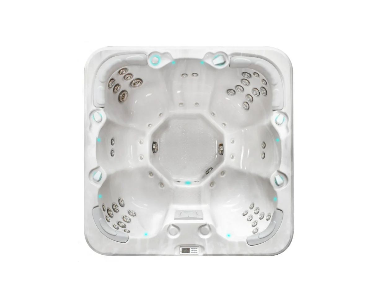 PassionSpa Whirlpool REWIND 204 x 204 x 85 cm - XXL / bis zu 7 Personen - Farbe: Grau