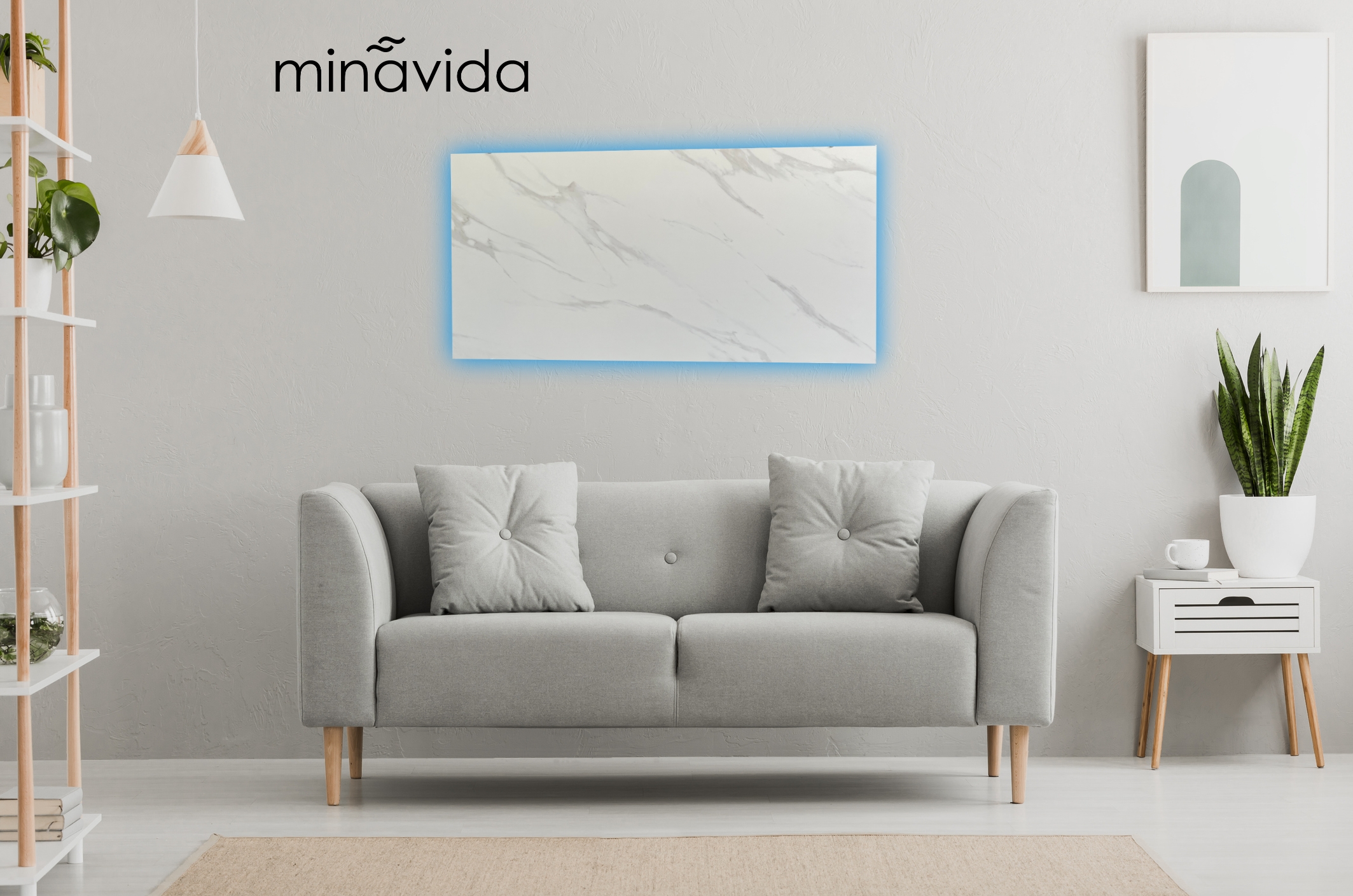 Infrarotheizung Minavida MV1000 Infrarot-Heizkörper WiFi 1000 Watt inkl. RGB Beleuchtung Garantie Thermostat