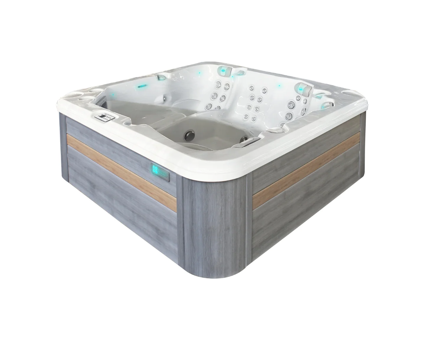 PassionSpa Whirlpool RETREAT 228 x 228 x 85 cm - XXL / bis zu 6 Personen - Farbe: Grau