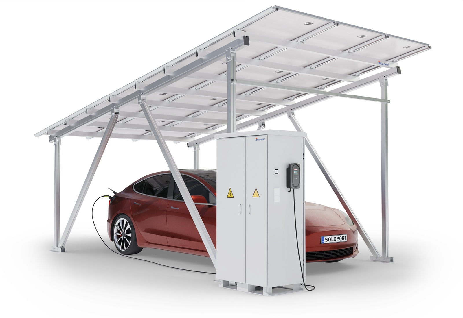 Solarcarport Carport Gestell SP40/ 5-1 inklusive Wallbox, Solarmodulen und Schaltschrank