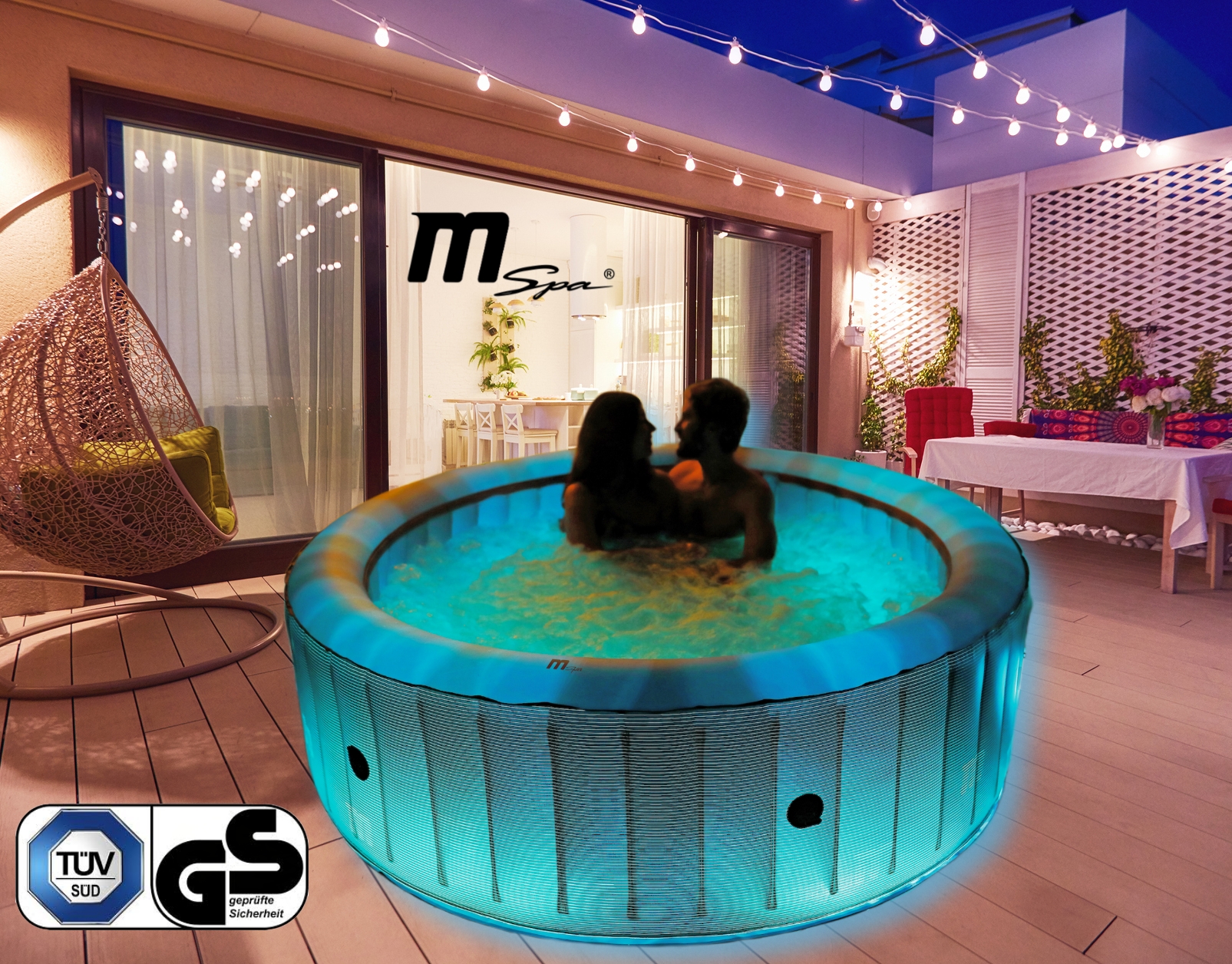 Aufblasbarer Whirlpool MSPA Starry neues Modell 2023 Outdoor Pool XXL 6 Personen LED