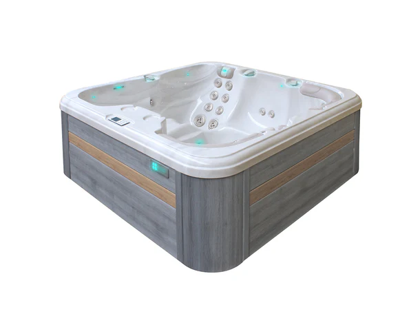 PassionSpa Whirlpool REFRESH 204 x 204 x 85 cm - XXL / bis zu 5 Personen - Farbe: Hellgrau