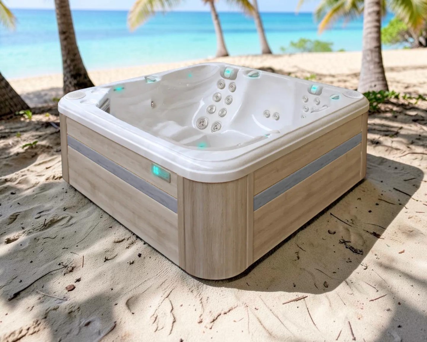 PassionSpa Whirlpool REFLECT 228 x 228 x 85 cm - XXL / bis zu 7 Personen - Farbe: Braun 