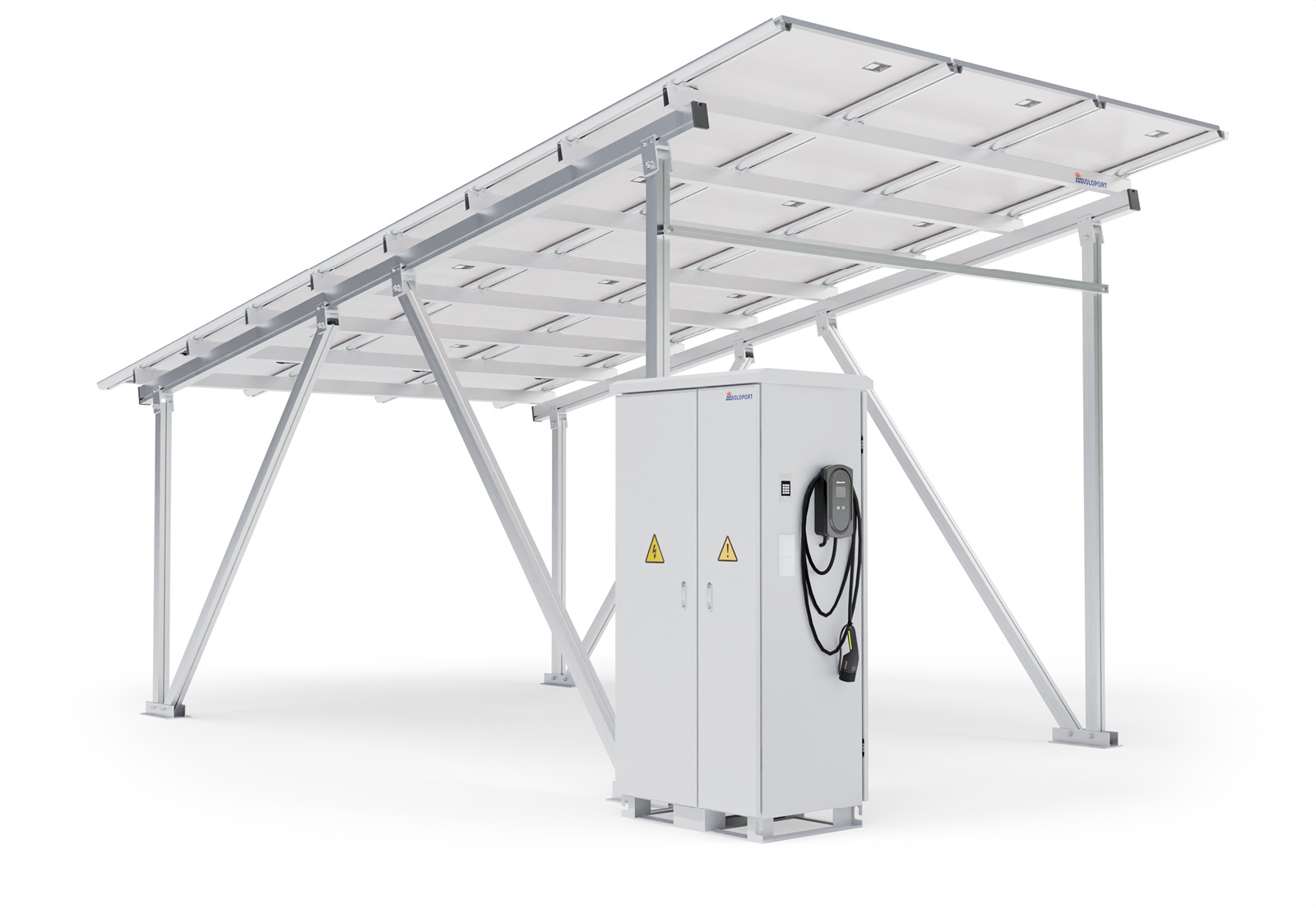 Solarcarport Carport Gestell SP40/ 5-1 inklusive Wallbox, Solarmodulen und Schaltschrank