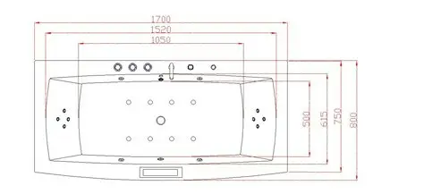 Whirlpool Indoor Badewanne Torino I - 170 x 80 x 62 cm - inkl. LED, OZON, Soundsystem