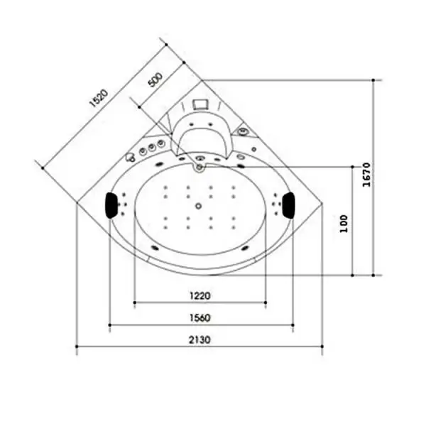 Whirlpool Indoor Badewanne Milano I BLACK Edition - 152 cm - inkl. LED, OZON, Soundsystem 