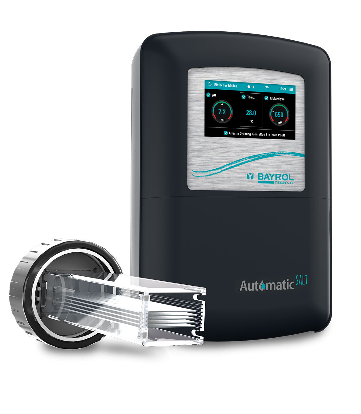 BAYROL Automatic Salt AS7 Pool Salzelektrolysesystem inkl. WLAN, pH- & Rx-Messung Modell 2023 BAYROL Automatic Salt AS7 Pool Salzelektrolysesystem inkl. WLAN, pH- & Rx-Messung Modell 2023