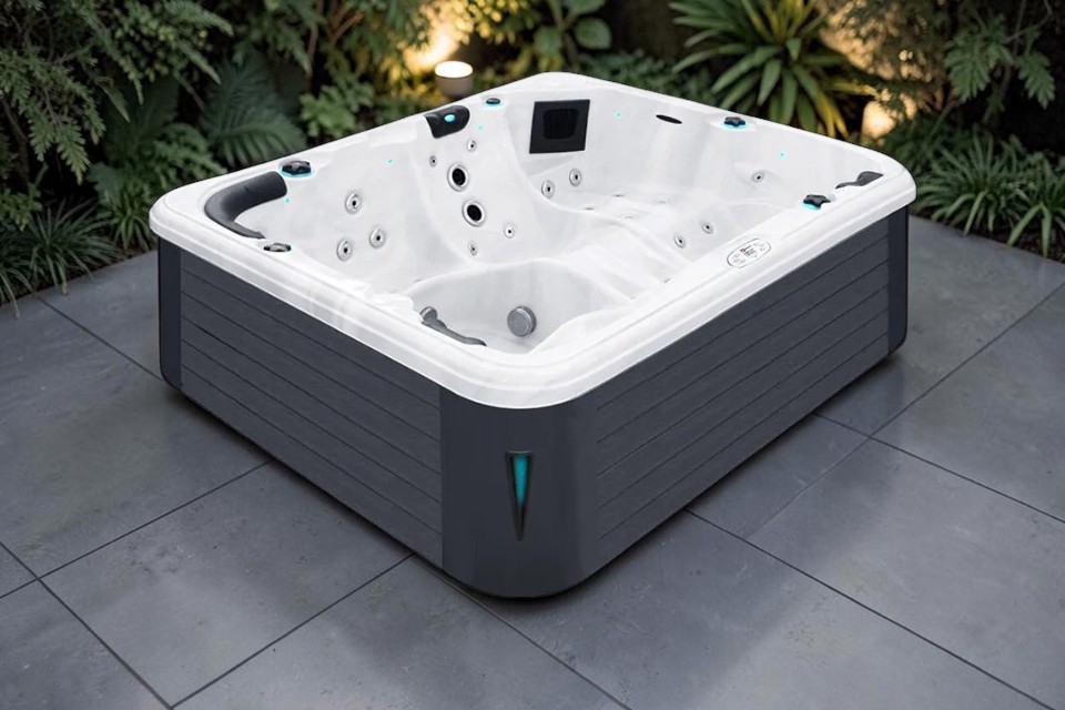 PassionSpa Whirlpool REPOSE 254 x 204 x 85 cm - XXL / bis zu 6 Personen - Farbe: Anthrazit