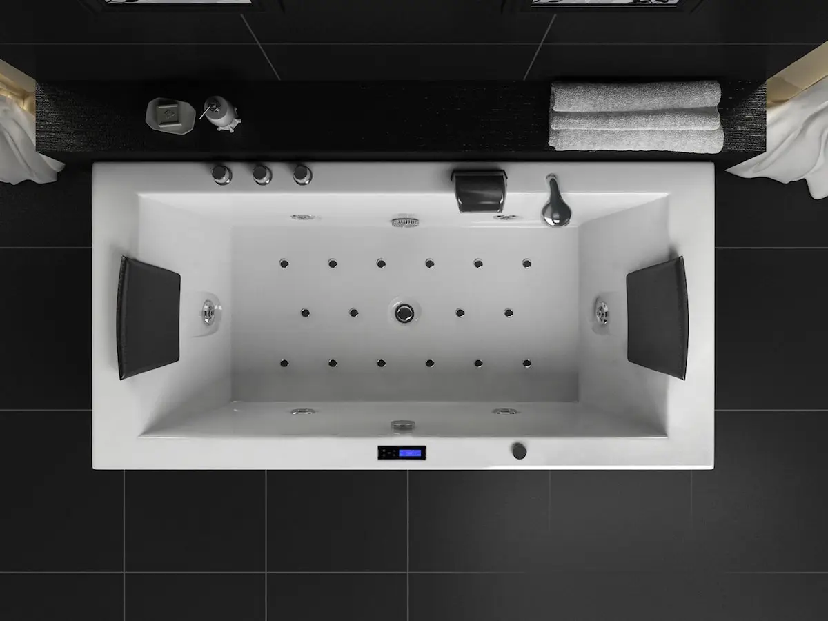 Whirlpool Indoor Badewanne Torino II - 182 x 90 x 65 cm - inkl. LED, OZON, Soundsystem