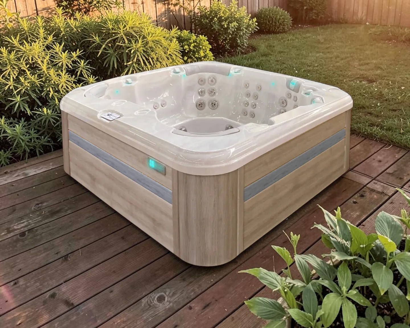 PassionSpa Whirlpool RESETTLE 228 x 228 x 85 cm - XXL / bis zu 8 Personen - Farbe: Braun