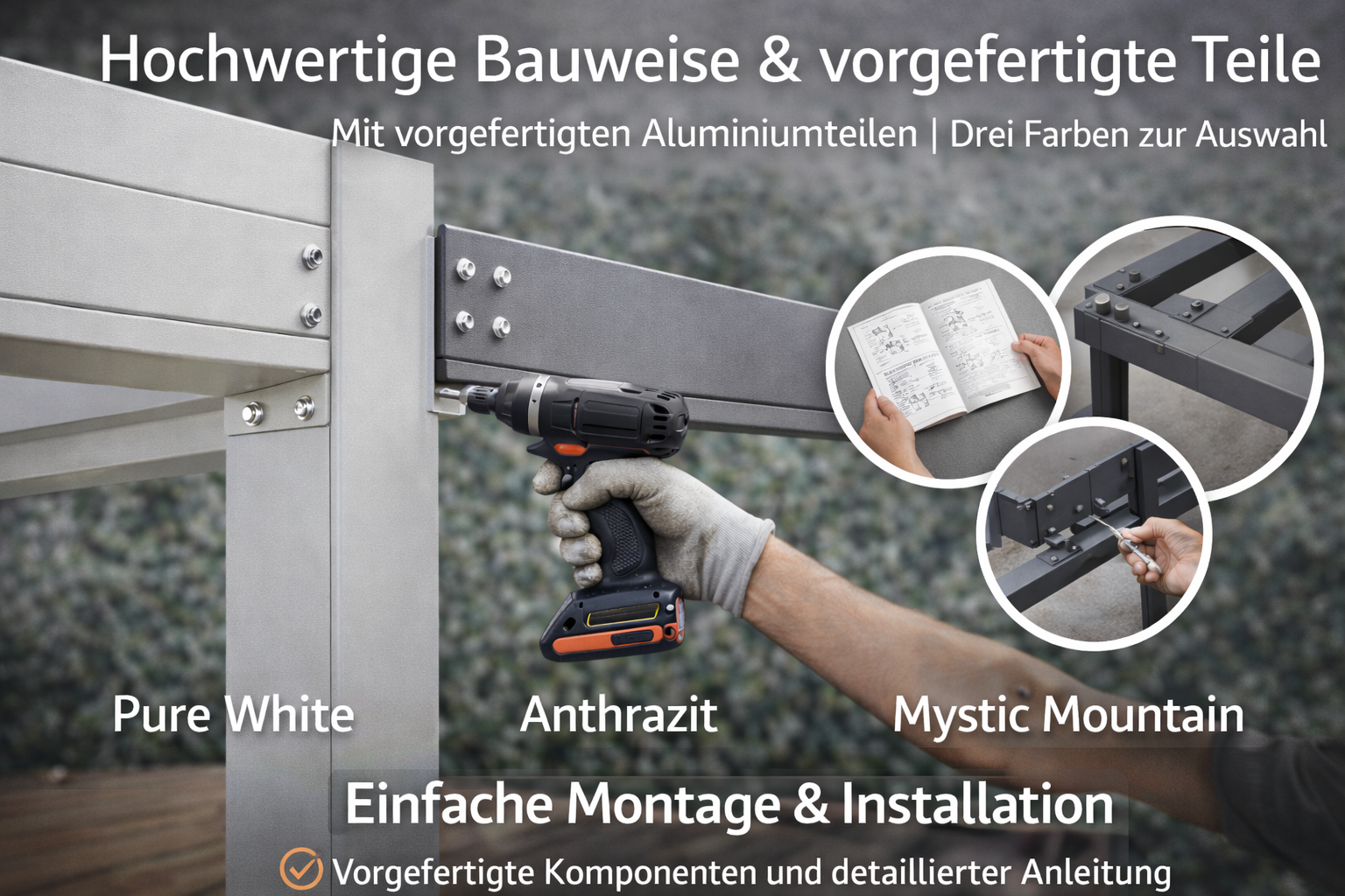  Pergola / Gazebo Milano PREMIUM 300 x 400 x 250 cm - XXL - Farbe: Anthrazit