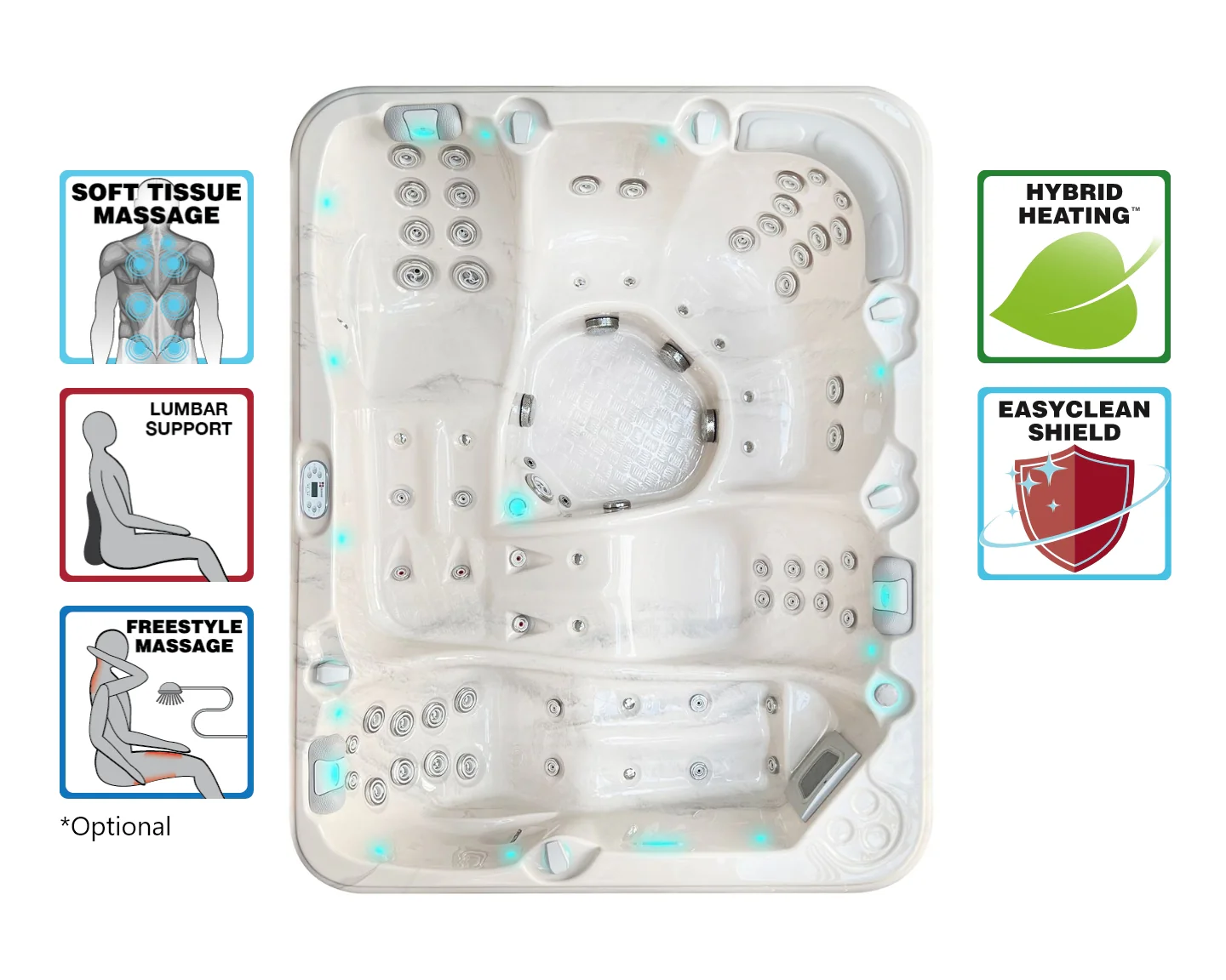 PassionSpa Whirlpool REPOSE 254 x 204 x 85 cm - XXL / bis zu 6 Personen - Farbe: Anthrazit