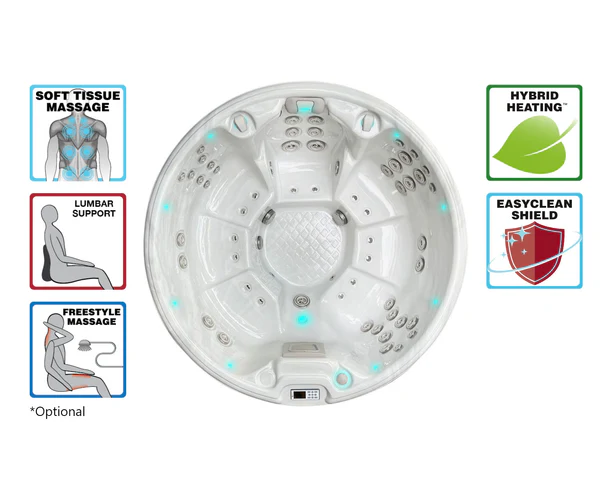 PassionSpa Whirlpool RECHARGE 200 x 200 x 85 cm - XXL / bis zu 7 Personen - Farbe: Braun / Holz