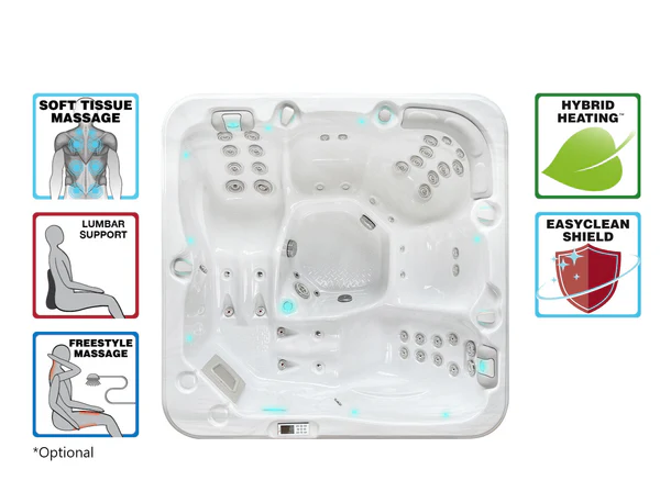 PassionSpa Whirlpool RELAX 204 x 204 x 85 cm - XXL / bis zu 5 Personen - Farbe: Grau