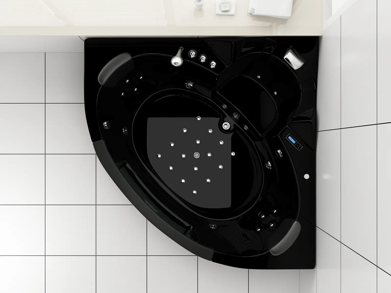 Whirlpool Indoor Badewanne Milano I BLACK Edition - 152 cm - inkl. LED, OZON, Soundsystem 