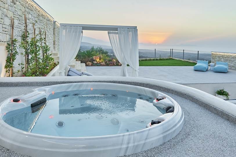 PassionSpa Whirlpool RECHARGE 200 x 200 x 85 cm - XXL / bis zu 7 Personen - Farbe: Braun / Holz