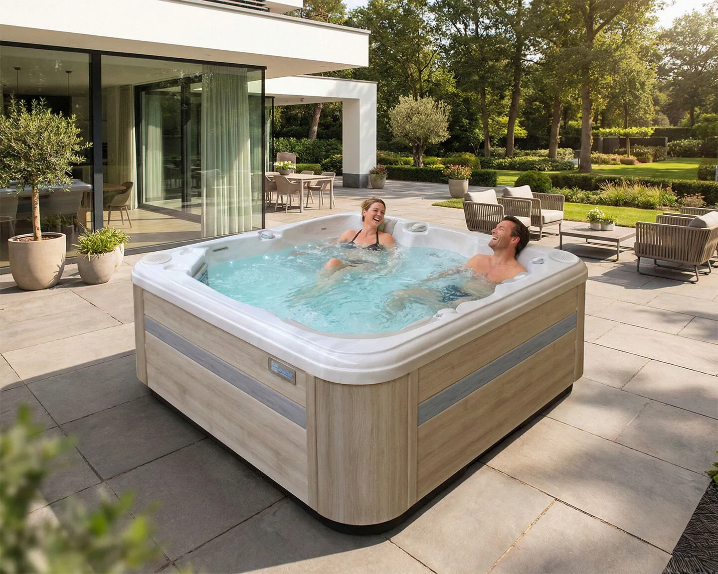 PassionSpa Whirlpool REFLECT 228 x 228 x 85 cm - XXL / bis zu 7 Personen - Farbe: Braun 