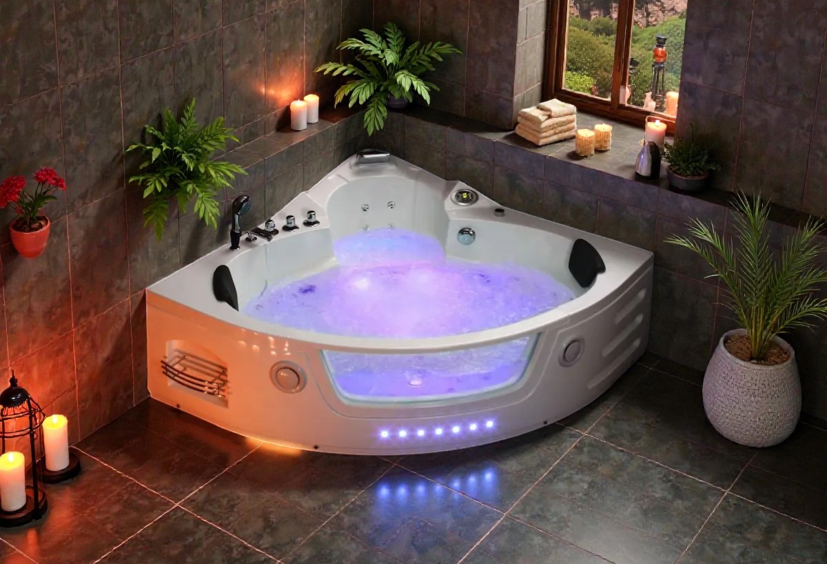 Whirlpool Indoor Badewanne Milano I - 152 cm - inkl. LED, OZON, Soundsystem