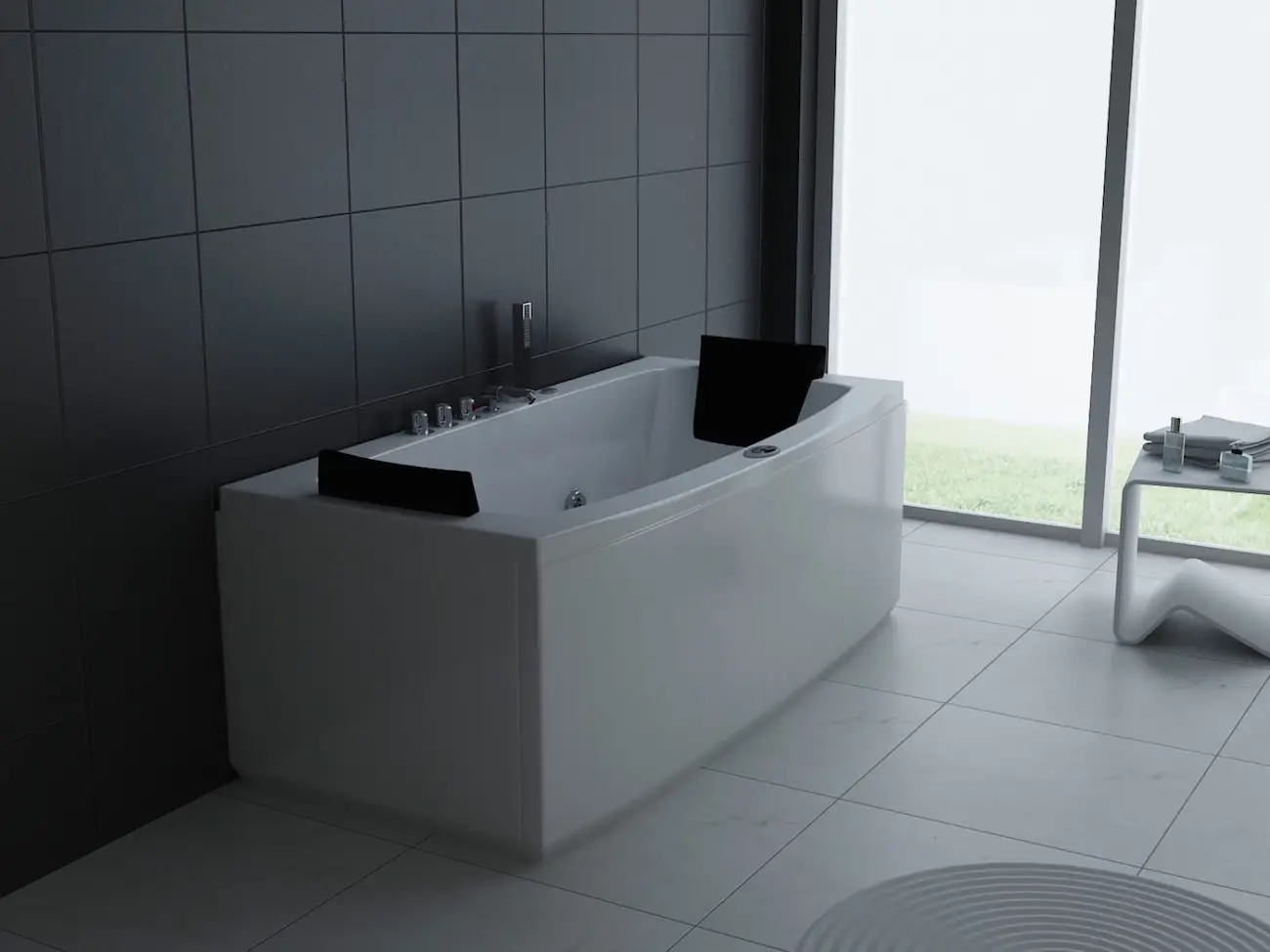 Whirlpool Indoor Badewanne Torino I - 160 x 80 x 68 cm - inkl. LED, OZON, Soundsystem