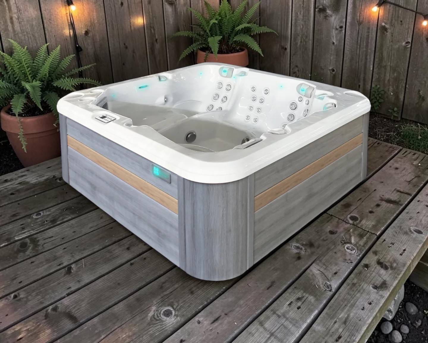 PassionSpa Whirlpool RETREAT 228 x 228 x 85 cm - XXL / bis zu 6 Personen - Farbe: Grau