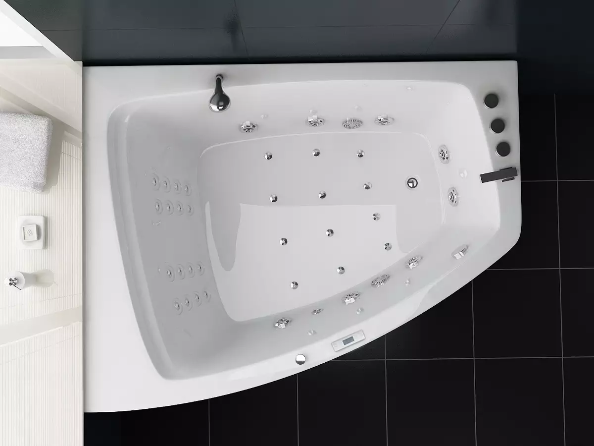 Whirlpool Indoor Badewanne Verona Beta - 180 x 140 cm - inkl. LED, Ozon, Soundsystem