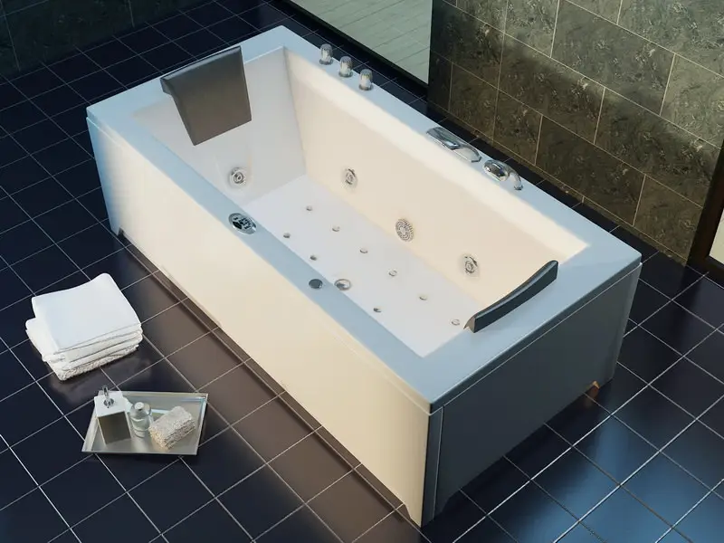 Whirlpool Indoor Badewanne Torino II - 182 x 90 x 65 cm - inkl. LED, OZON, Soundsystem