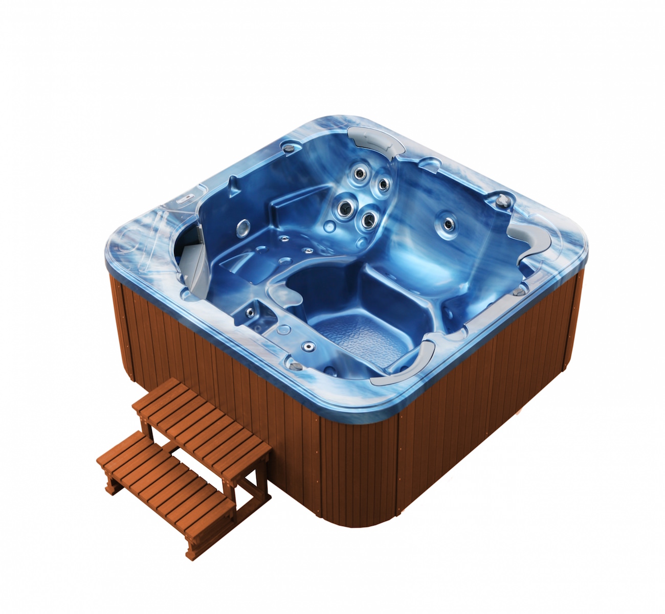 Bellagio American XXL Whirlpool Torina Ocean Blue Teak | Indoor & Outdoor Pool